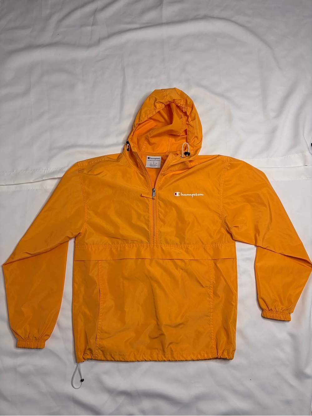 Champion Jacket Windbreaker Mens Small Yellow Stadium Packable Hooded